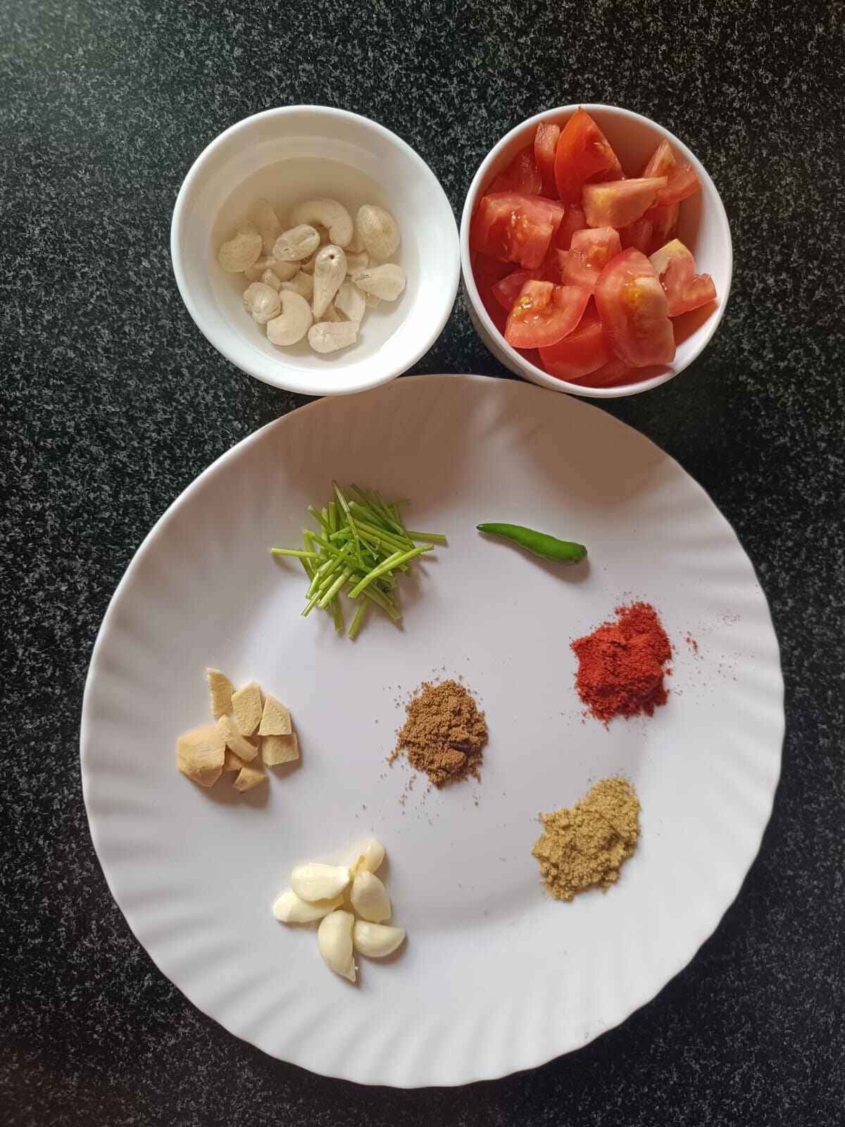 Ingredients of paneer butter masala recipe