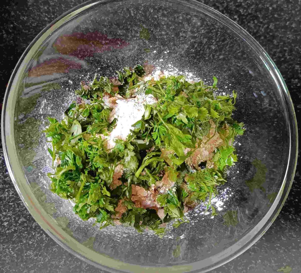 All the ingredients of sweet corn recipe kept in a bowl